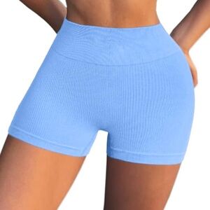 🩵 QINSEN Seamless Ribbed High Waist Shorts